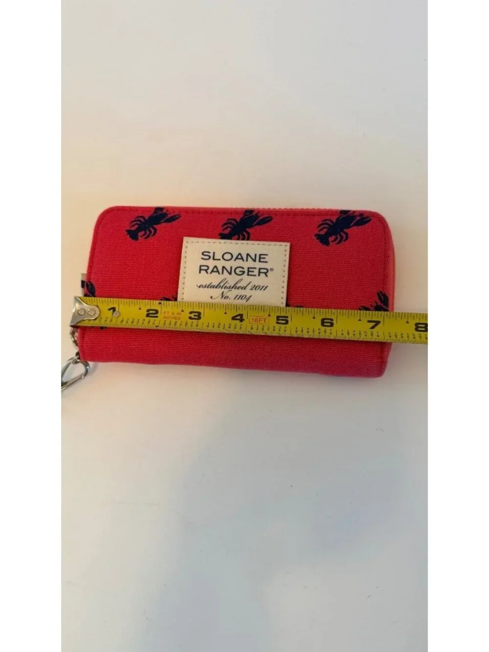 Sloane Ranger Pink & Navy Lobster Print Wristlet Zip Around Wallet Nautical
